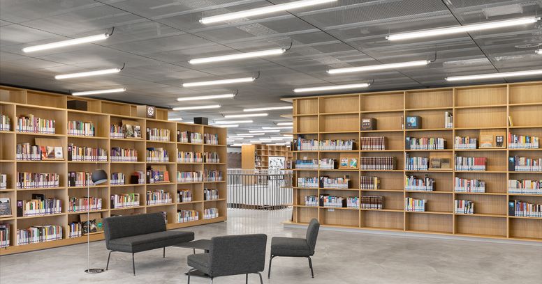 Eclairage projet Indelague bibliothèque UTOPIA Belgique